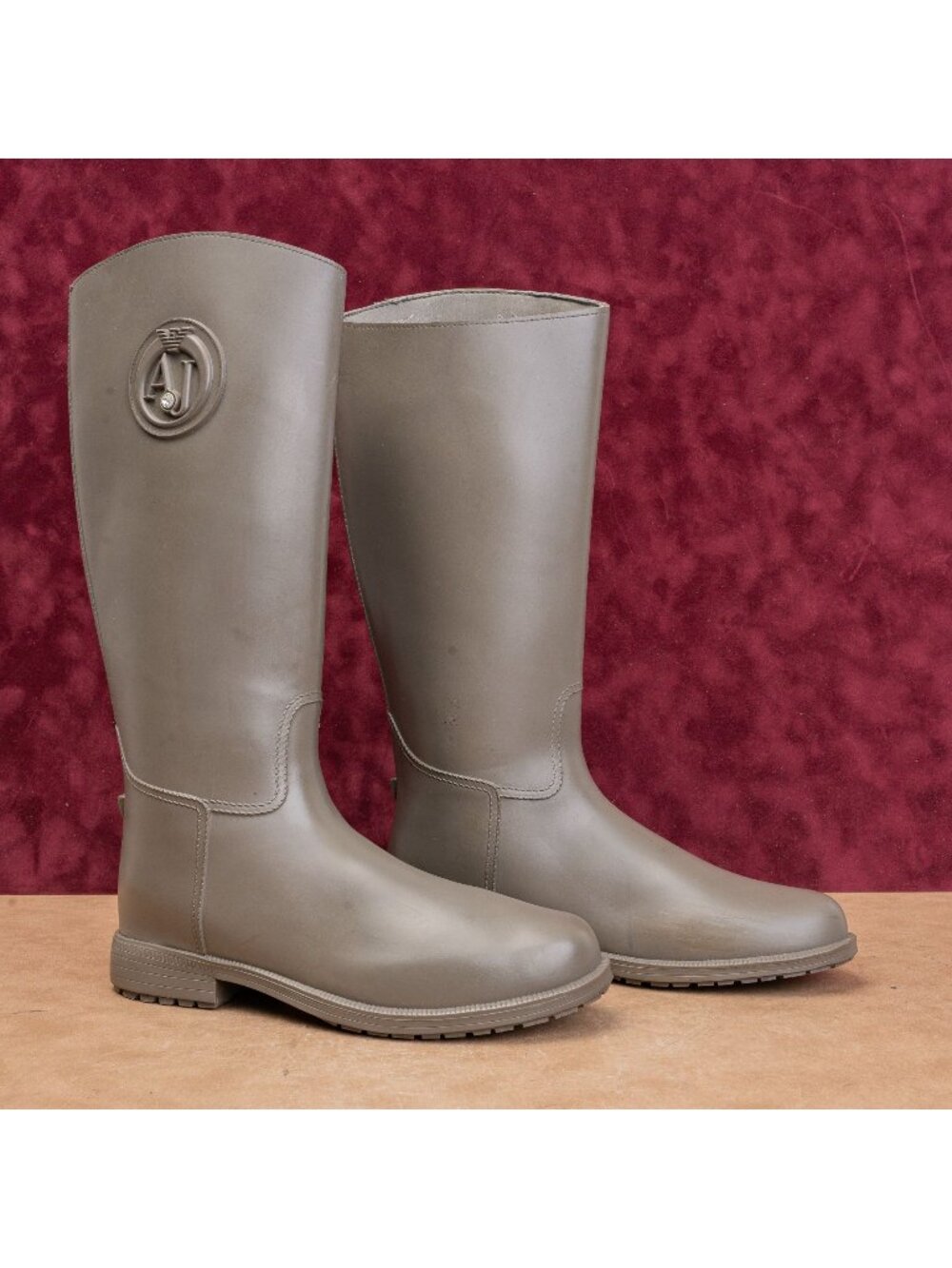 Armani Jeans Women Vintage Y2K Grey Wellies Rain Rubber Riding Boots 6.5US EUR37